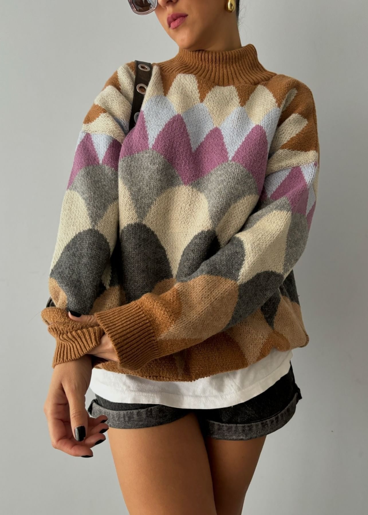 Geometric Knit Sweater - Bold Retro Vibes