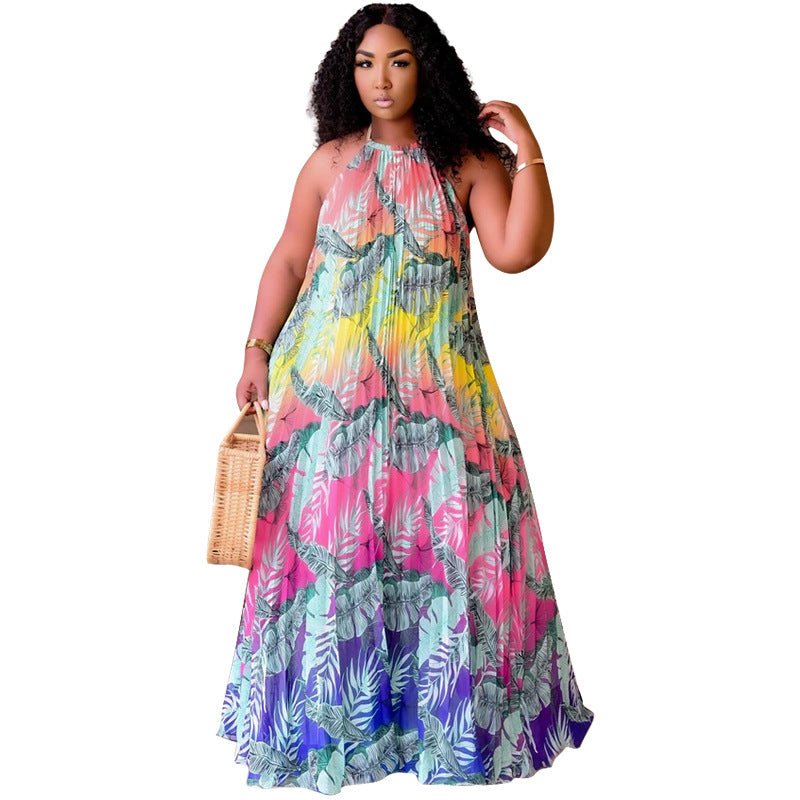 Plus Size Digital Printing Large Swing Dress Dress Women Clothing