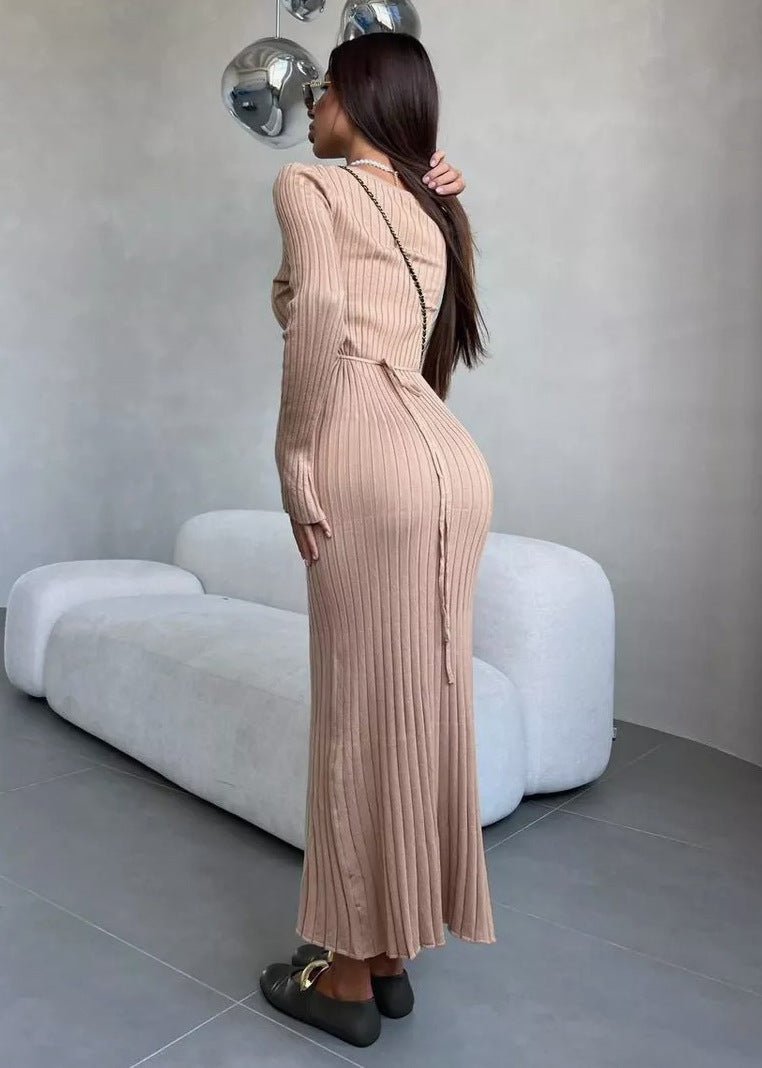 Tawny Ribbed Knit Midi Dress