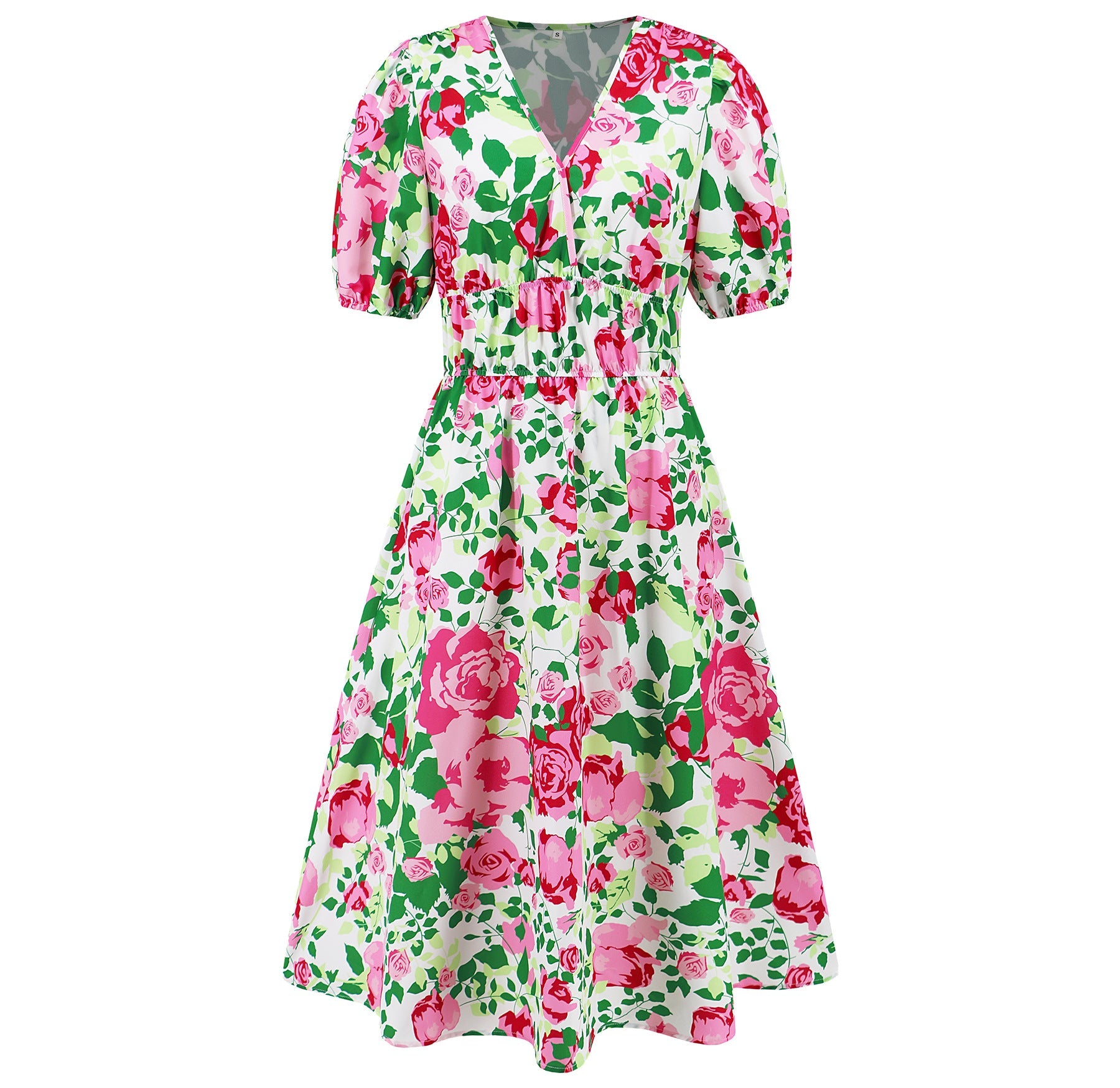 Summer Women V Neck Bohemian Printed A Line Dress – Floral Beach Party Sundress