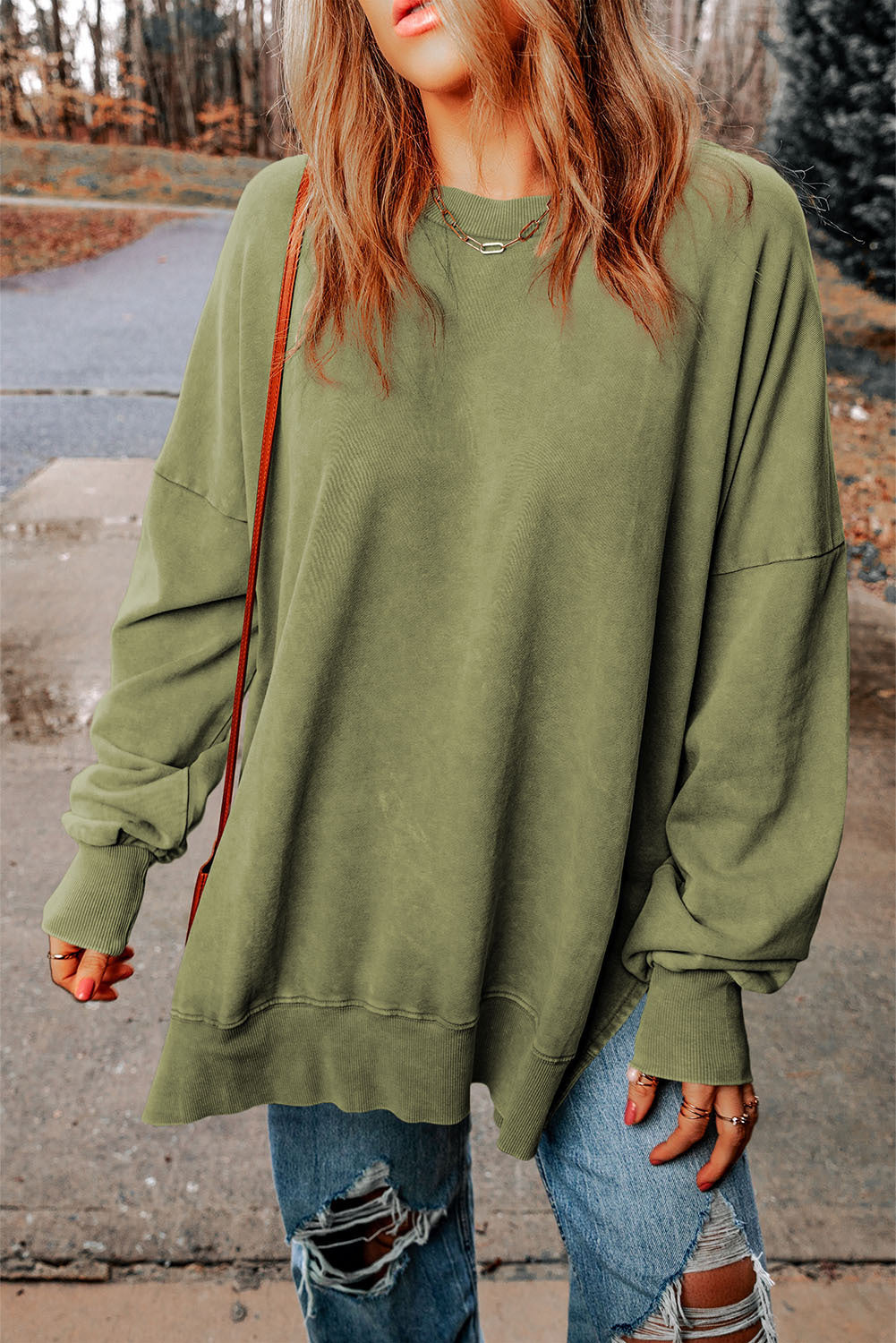 Autumn Winter Women Solid Color round Neck Long Sleeve Casual Top for Women