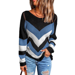 Color Matching Autumn Winter Loose Top Snow Color Matching Knitted Sweater