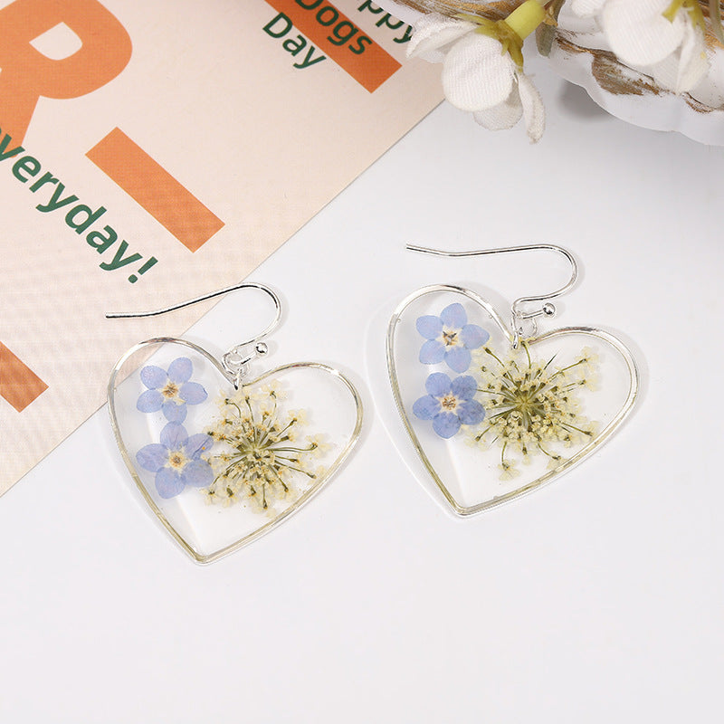 Geometric Drop Glue Dried Flower Eternal Flower Earrings