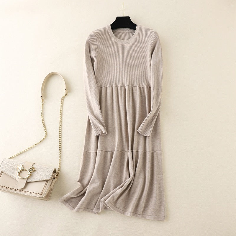 Mid Length Sweater Dress Over The Knee Women Autumn Winter Base Ride Loose Oversized Knit Dress Long Dress