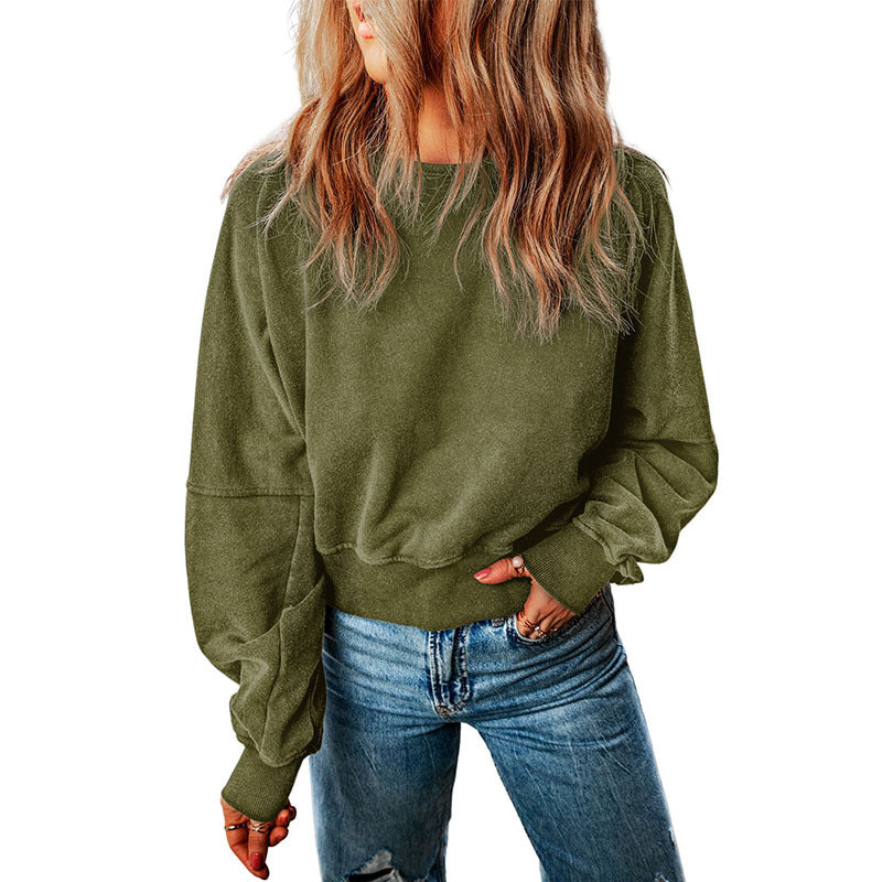 Autumn Solid Color Pullover Long Sleeve Top Women Personalized Backless Pickled Sweater Women Clothing