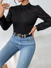 Women Arrival Half Turtleneck Lace Women Long Sleeved Top Thin Bottoming Shirt