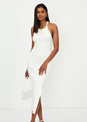 Effortless Ribbed Halterneck Maxi Dress