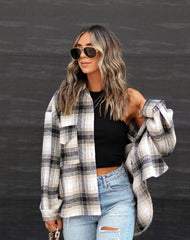 Autumn Winter Women’s Loose Plaid Shirt Woolen Coat – Stylish & Cozy