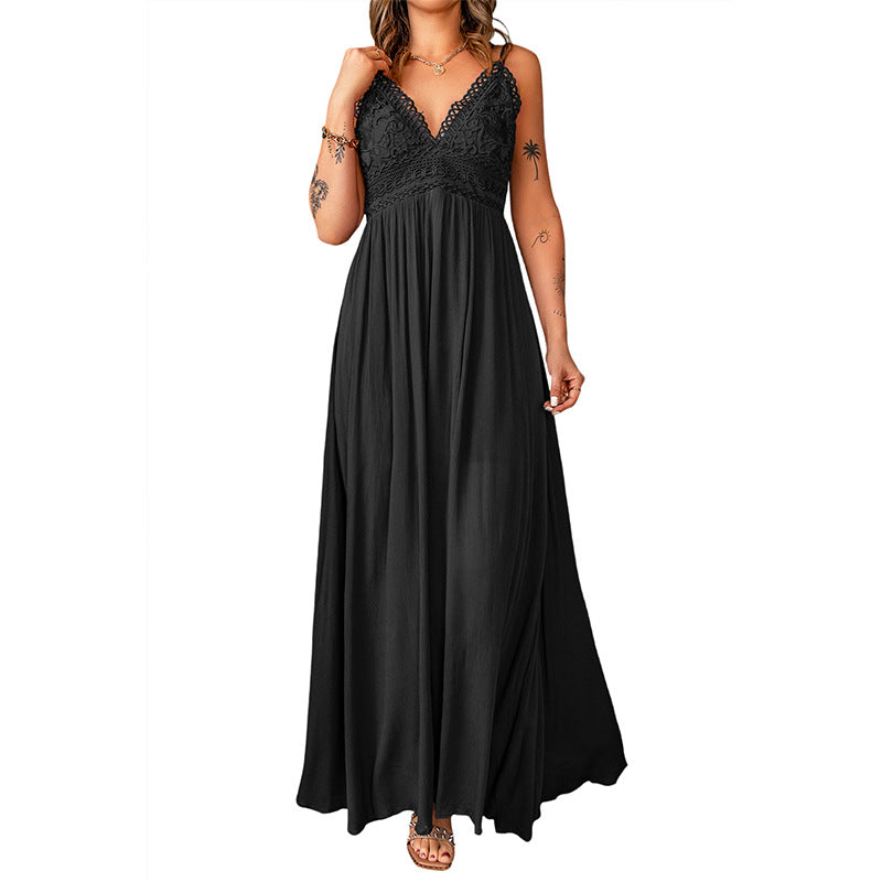 Sleeveless Lace Maxi Dress Autumn Backless Slip Dress