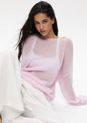 Sheer Pastel Pink Knit Sweater - Soft and Elegant