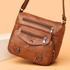 Soft-Leather Multi-pocket Shoulder Bag