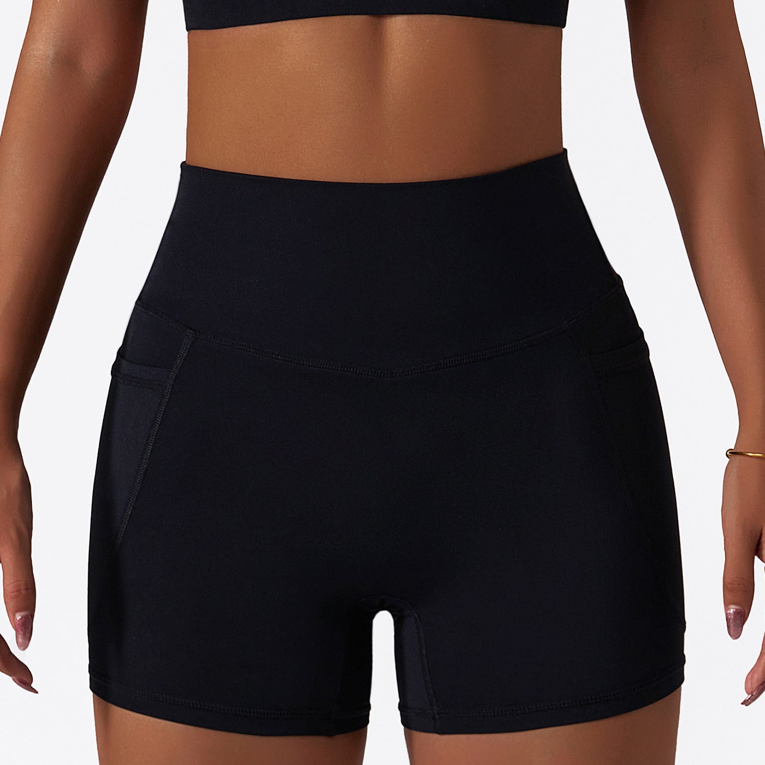 Summer Ice Silk Nude Feel Sports Shorts Quick rying Skinny Yoga Pants Pocket Breathable Cycling Running Workout Shorts