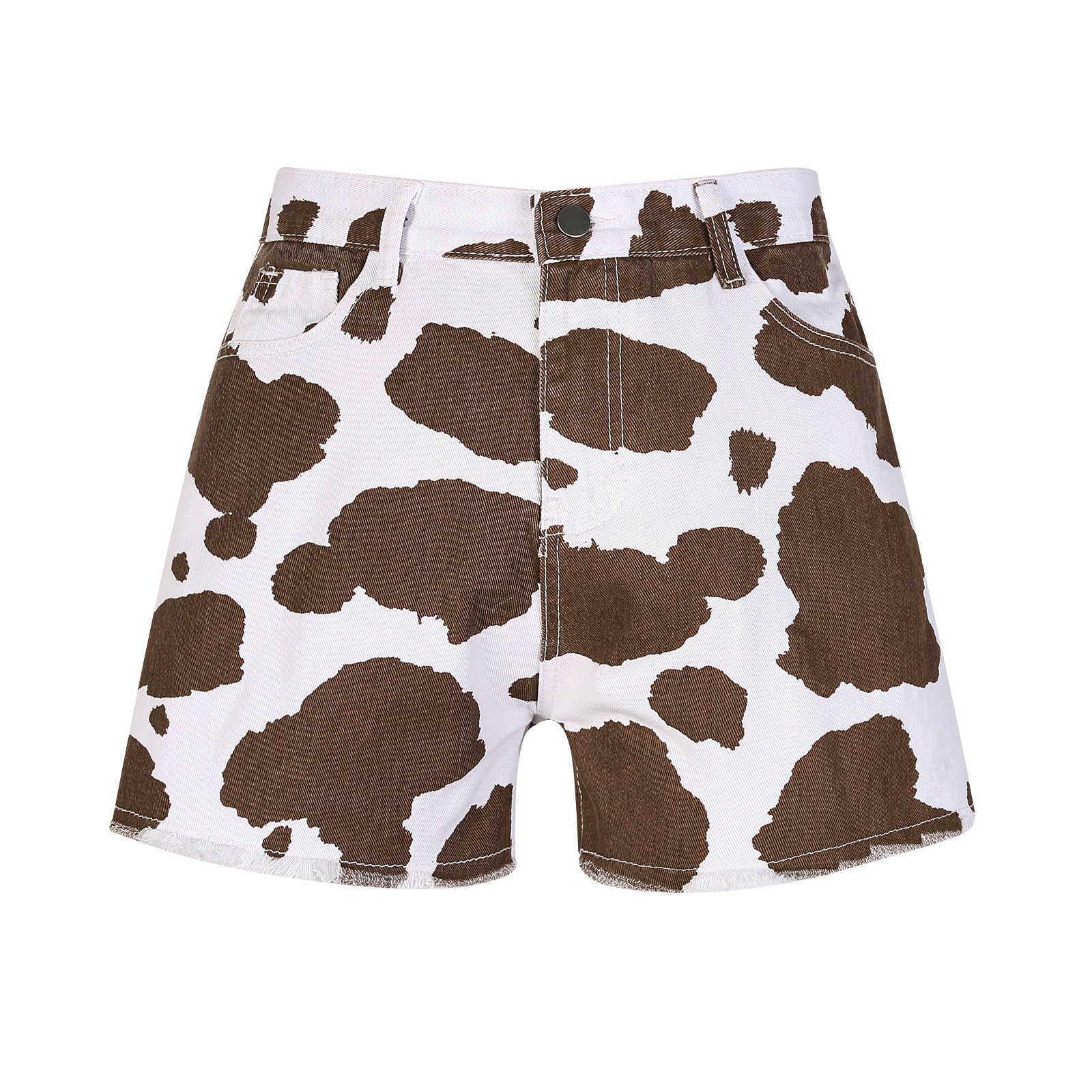 Cowboy Style Brown Cow Print Shorts