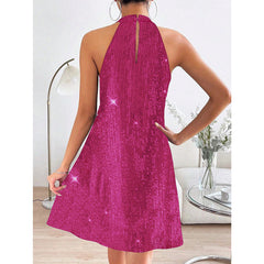 Summer Women Elegant Halter Strapless Sexy Sequin Formal Dress