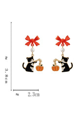 Pumpkin Lantern Cat Drop Earrings