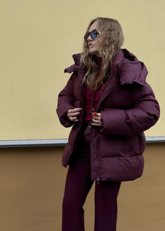 Hooded Burgundy Puffer Jacket - Luxe Winter Comfort