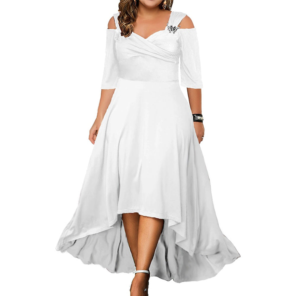 Plus Size Solid Color Sexy Strapless Large Swing Dress Summer Women Clothes Maxi Dress