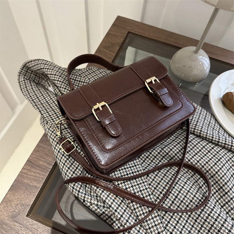 Vintage-Buckle Satchel