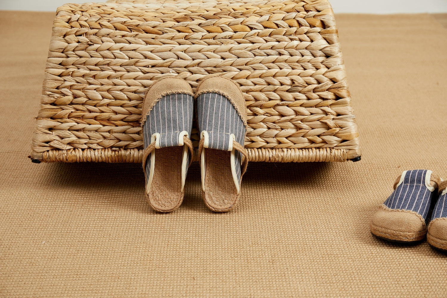 Cactus Rose |Stripe Strap-Accent Linen Mules Epadrilles - Women