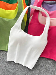 Off Shoulder Halter Camisole Summer Sleeveless Skinny 2024 Ladies Fashion Korean Solid Streetwear Basic Sexy Tank Top