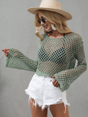 AIDA CROCHET KNIT TOP - OLIVE