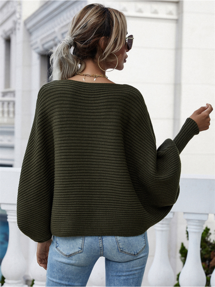 Smaibulun | GISELE Lantern Sleeve Tighten Cuff Knit Top - Olive