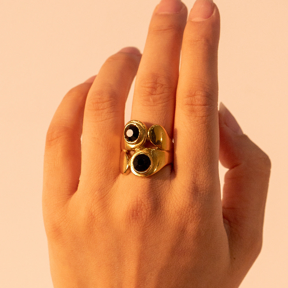 Onyx Duo Gold Ring