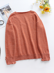 DARIUS Drop Shoulder V-neck Knit Top - Orange