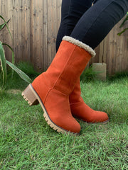 En Bloom | Plush-Lined Fold-Over Boot - Orange