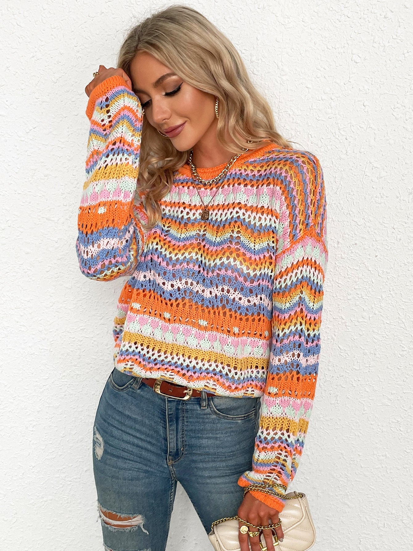 Smaibulun Doll | MARMO Zig Zag Crochet Knit Top - Orange