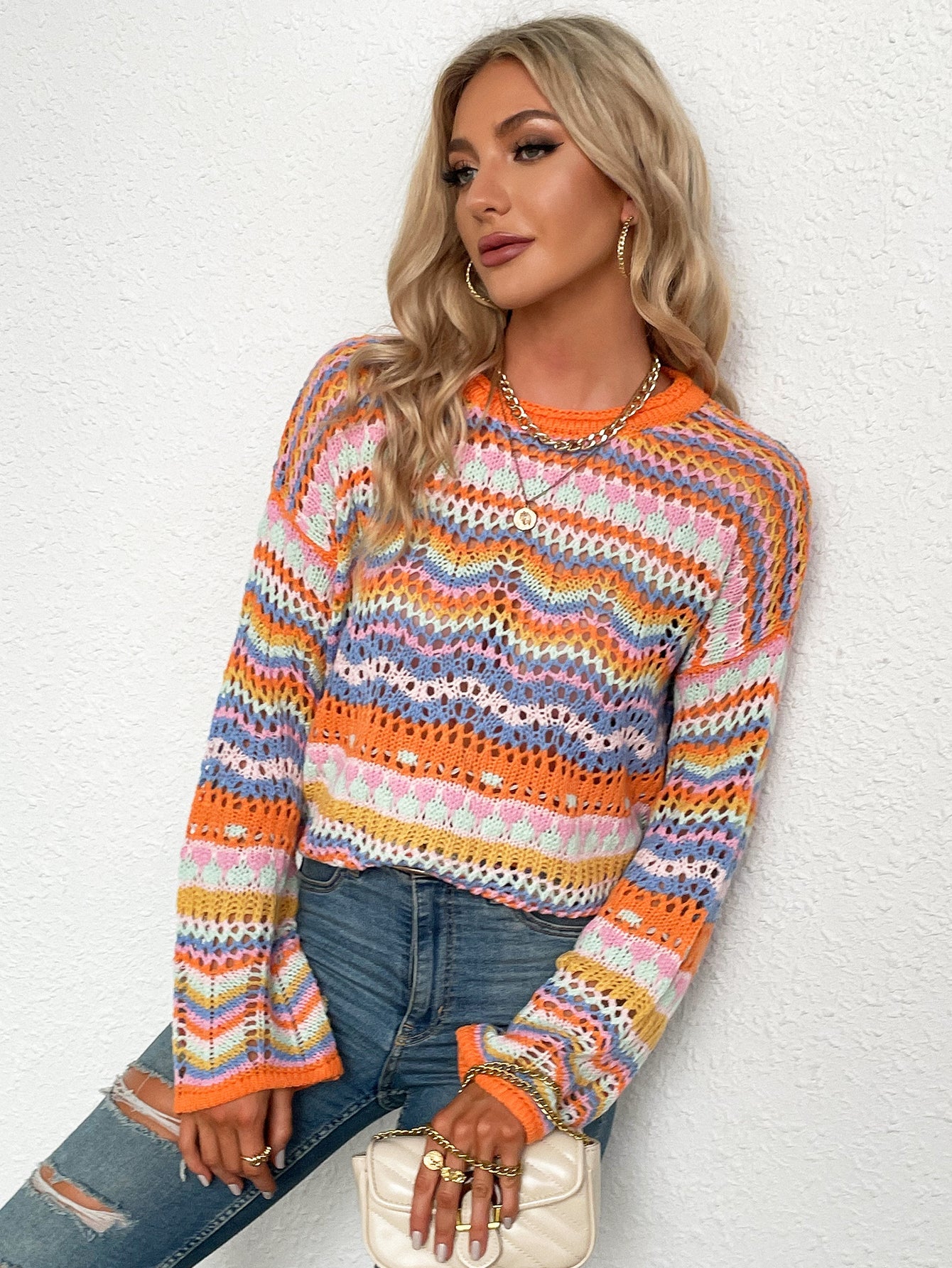 Smaibulun Doll | MARMO Zig Zag Crochet Knit Top - Orange