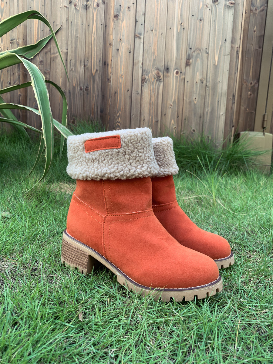 En Bloom | Plush-Lined Fold-Over Boot - Orange