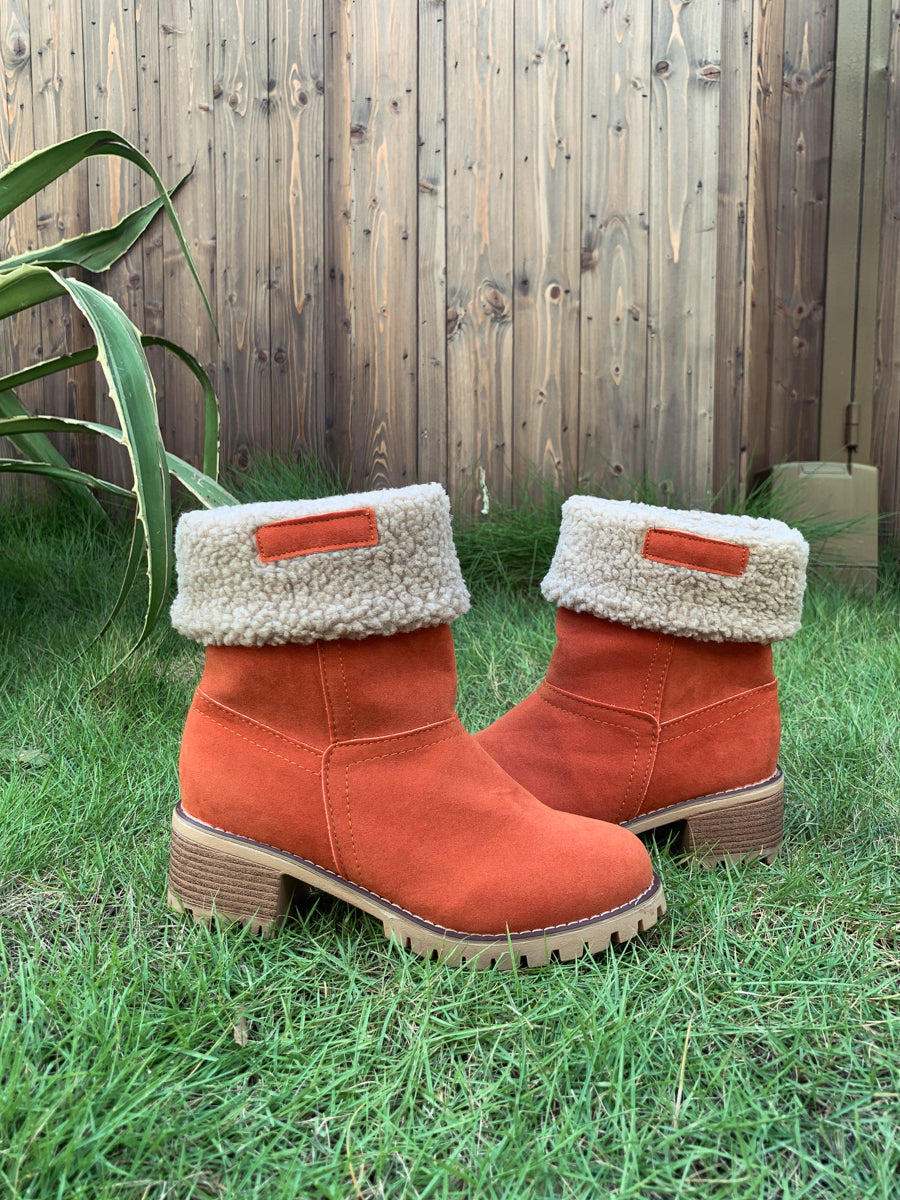 En Bloom | Plush-Lined Fold-Over Boot - Orange