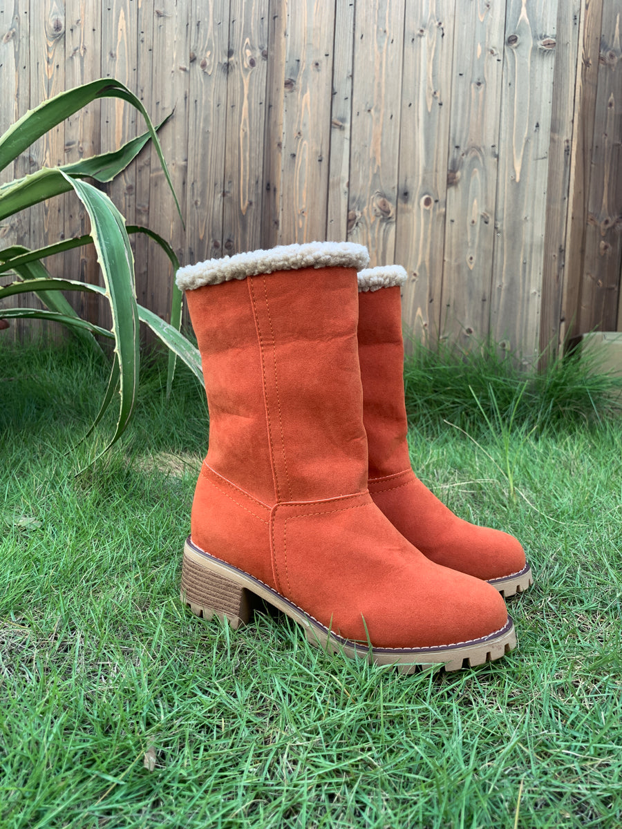 En Bloom | Plush-Lined Fold-Over Boot - Orange