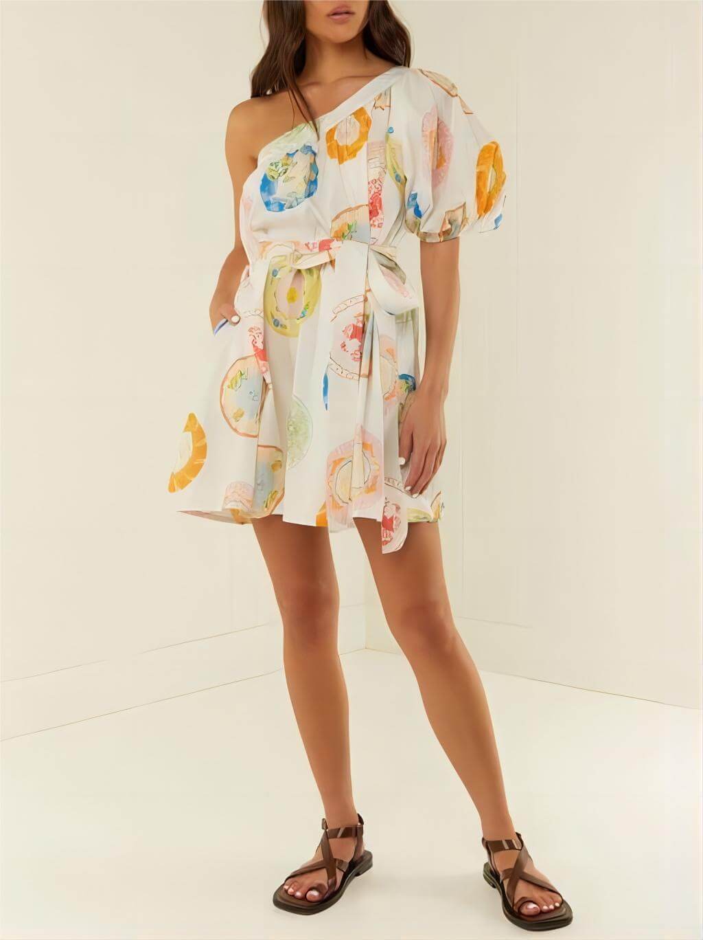 Tropical Delight - Off-Shoulder Mini Dress