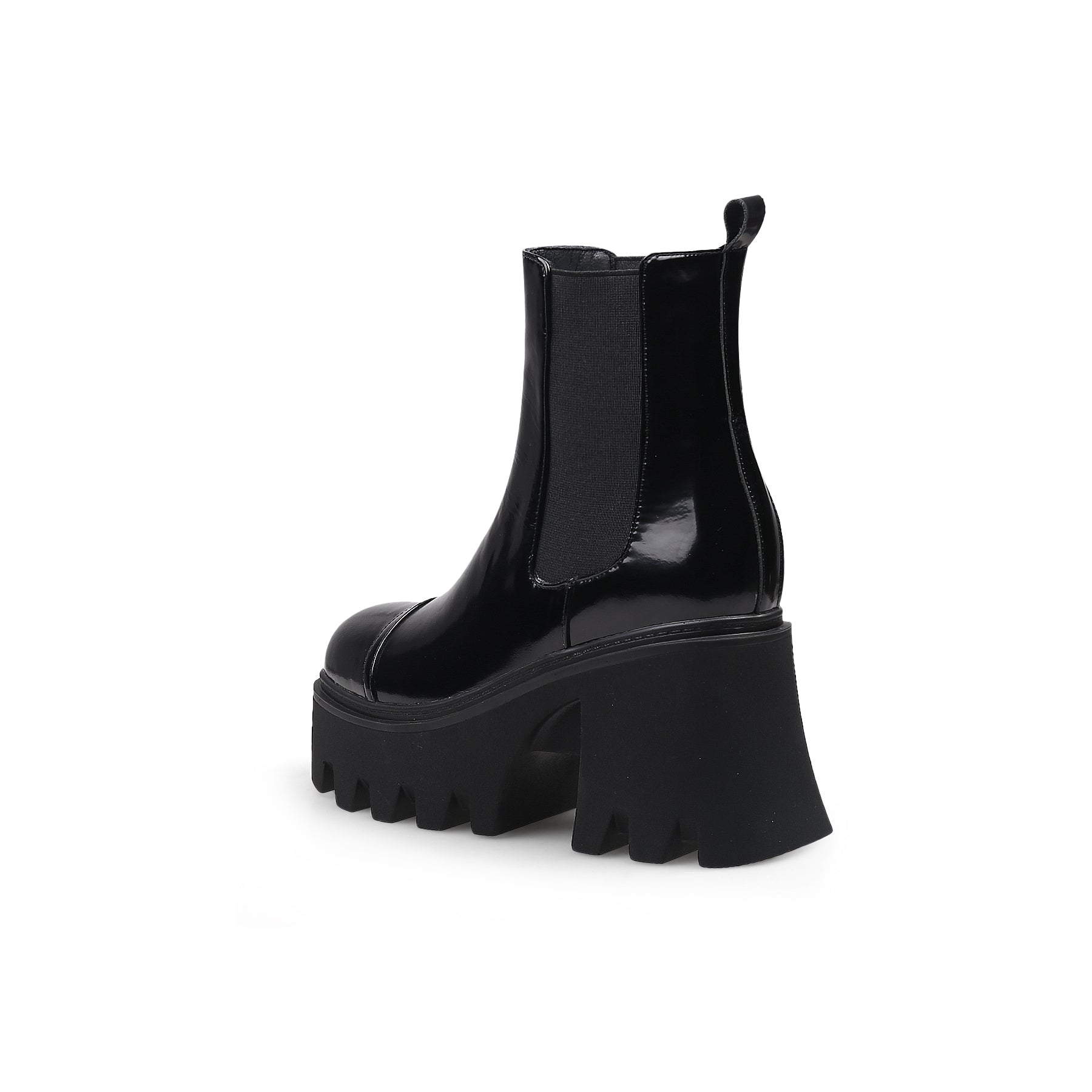 JADY ROSE | ALMOND-TOE PAINT LEATHER CHELSEA BOOT - BLACK