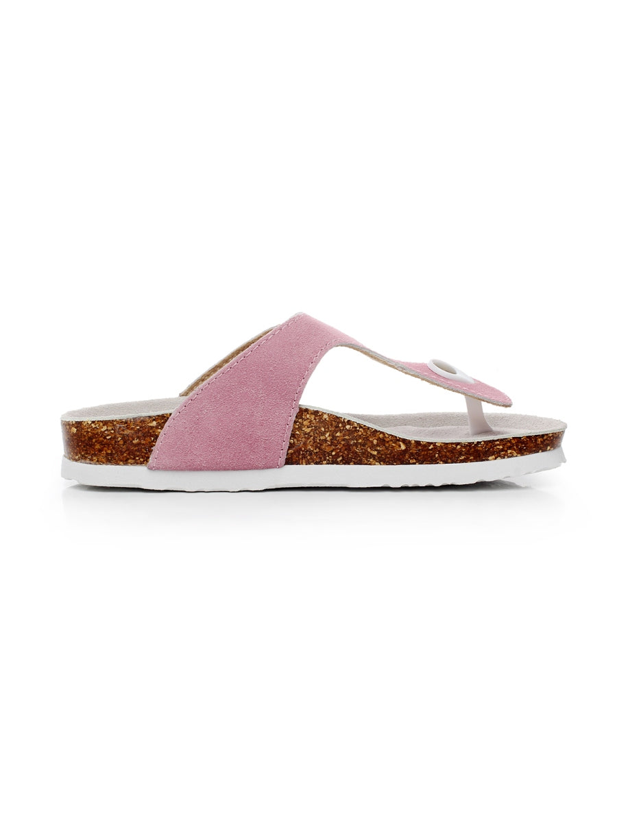 Maibulun | Pink Suede T-Strap Leather Sandal