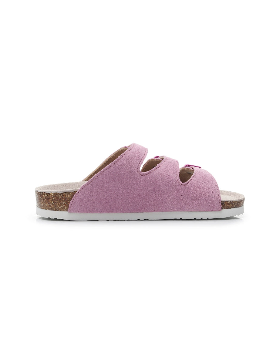 Maibulun | Pink Triple-Buckle Suede Upper Sandal