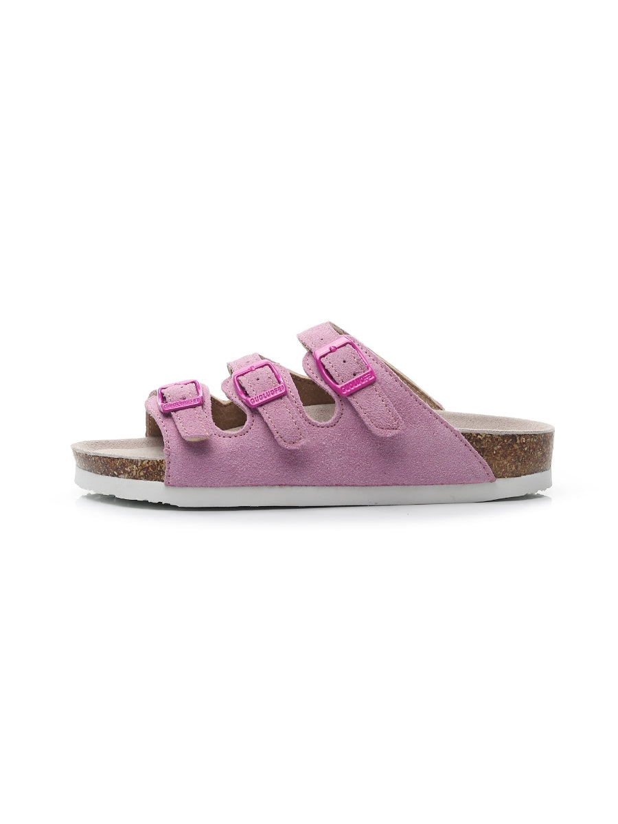 Maibulun | Pink Triple-Buckle Suede Upper Sandal