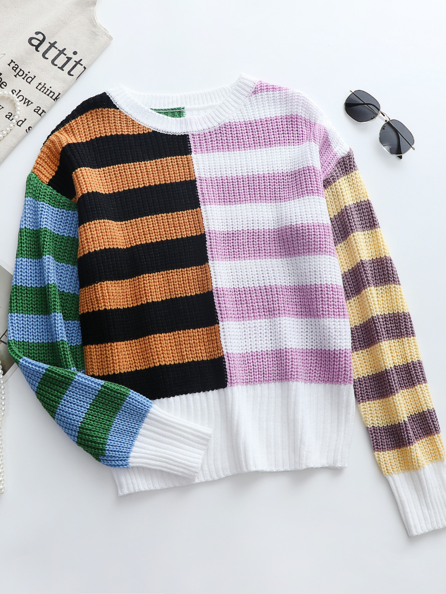 Smaibulun | ROBERTA Stripe Block Color Knit Top