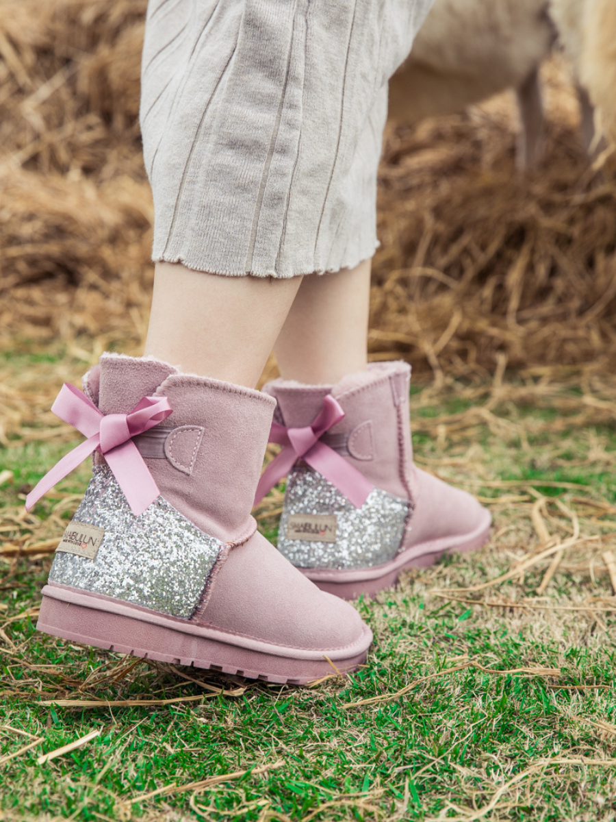 SMAIBULUN Ugg | Sequins Ballet Bow Mini Boots - Pink