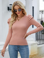 SHRUG PUFF SHOULDER KNIT TOP - PINK