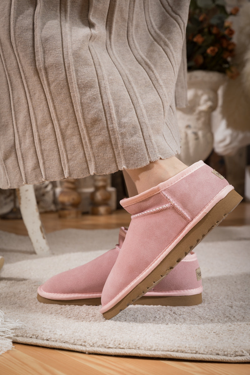 SMAIBULUN Ugg | Faux-Fur-Lined Suede Tasman Ankle Boot - Pink