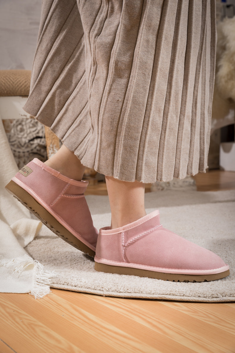 SMAIBULUN Ugg | Faux-Fur-Lined Suede Tasman Ankle Boot - Pink