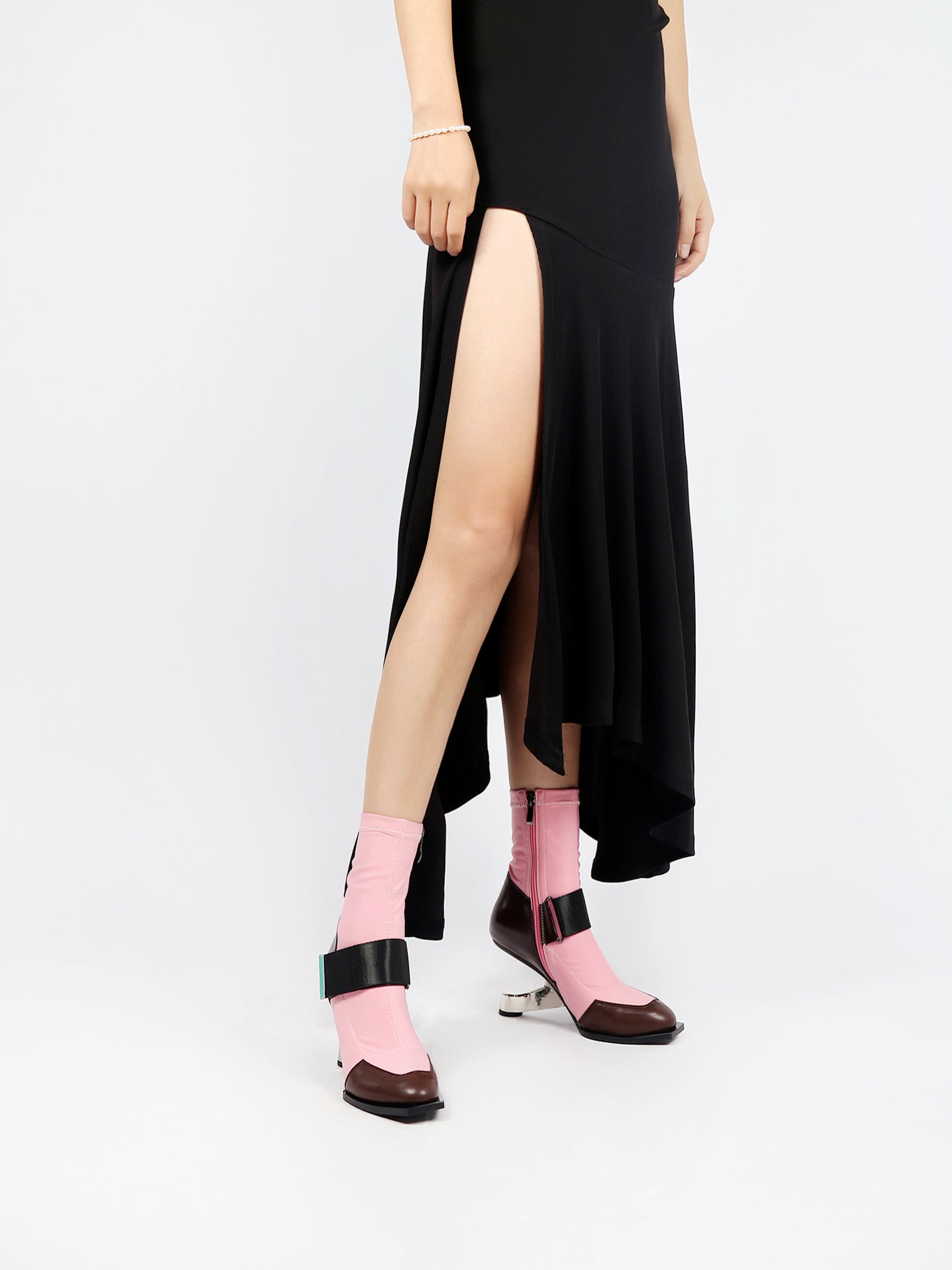 JADY ROSE | ELEVATOR HEEL STRETCH UPPER SOCK BOOT- PINK