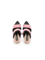 JadyRose | Faux Fur Back Heel  Peep-Toe Sandal - Pink