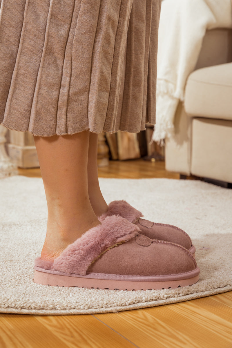 SMAIBULUN Ugg | WOOL LINED SUEDE SLIPPER - PINK