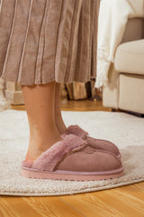 SMAIBULUN Ugg | WOOL LINED SUEDE SLIPPER - PINK