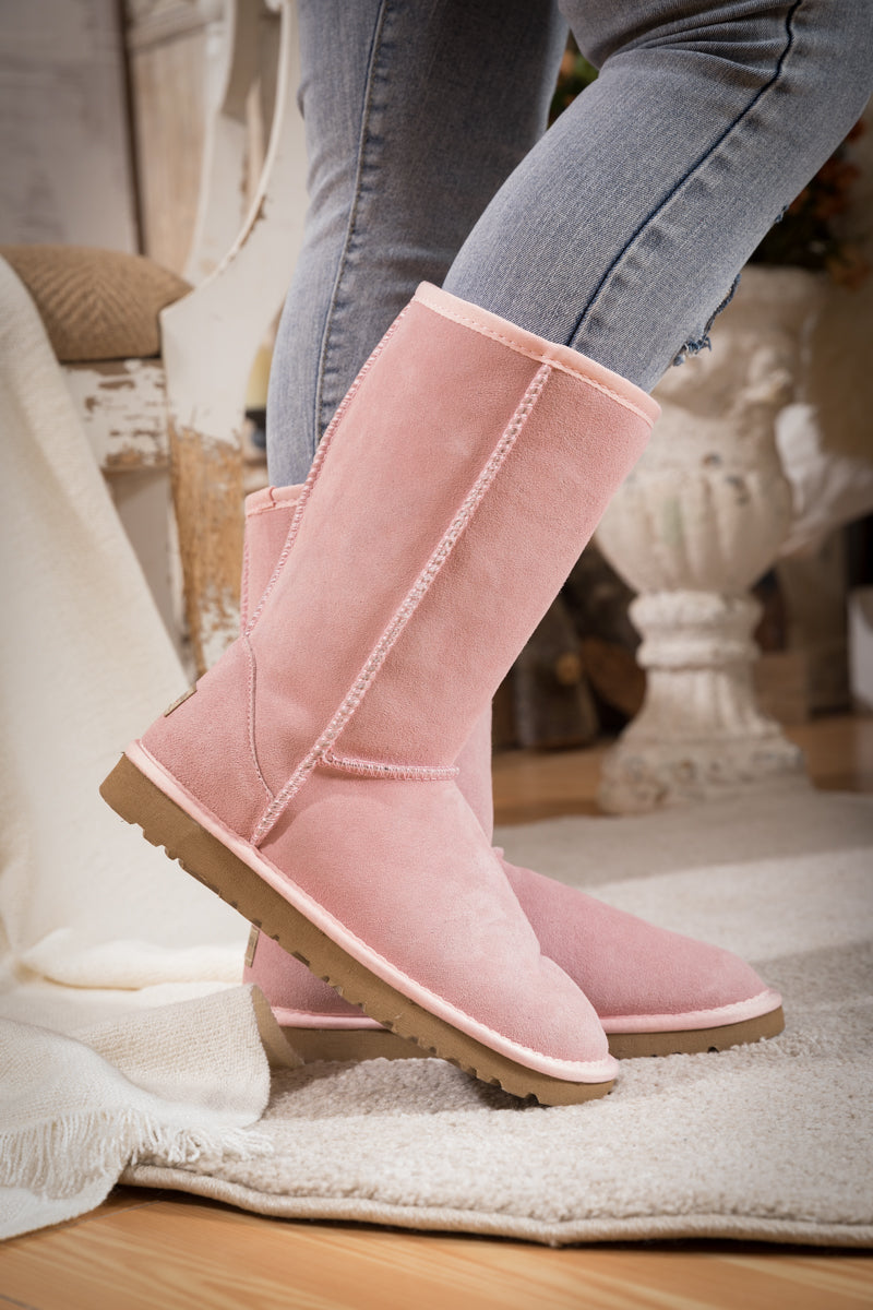 SMAIBULUN Ugg | CLASSIC SUEDE MID-LENGTH BOOTS - PINK