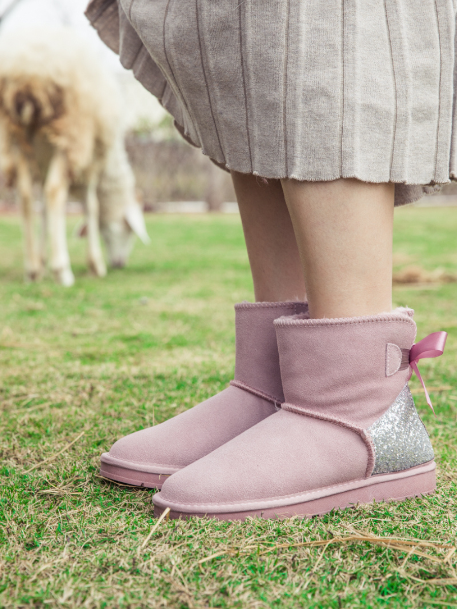 SMAIBULUN Ugg | Sequins Ballet Bow Mini Boots - Pink